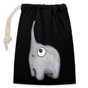 Petit éléphant - Sac cadeau en coton avec cordon (14 x 20 cm) - noir - Devant