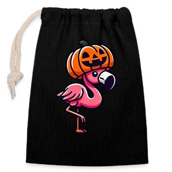Drôle Halloween citrouille flamant rose automne fantaisiste - Sac cadeau en coton avec cordon (14 x 20 cm) - noir - Devant
