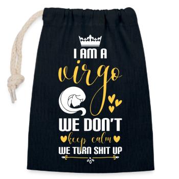 Caractéristiques du zodiaque Vierge Août - Sac cadeau en coton avec cordon (14 x 20 cm) - bleu marine - Devant