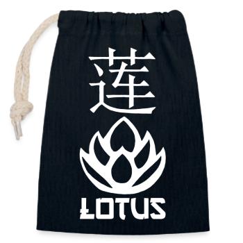White Lotus and Asia - Closable cotton gift bag (14x20cm) - navy - Front