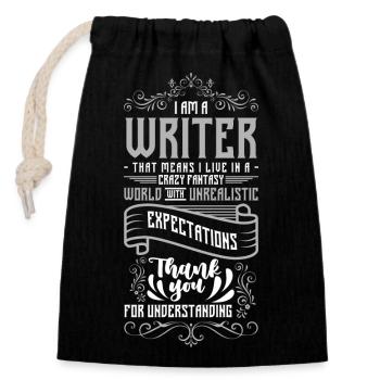 Author Books Crime Novel - Closable cotton gift bag (14x20cm) - black - Front