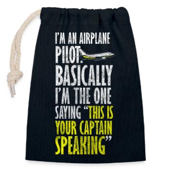 Pilot Work Model Making Glider - Closable cotton gift bag (14x20cm) - navy - Front