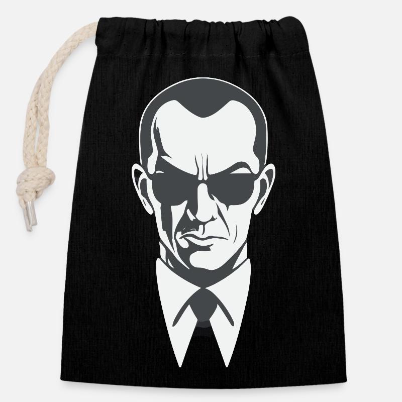 Agent Smith - Sac cadeau en coton avec cordon (14 x 20 cm) - noir