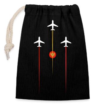 Montenegro Airlines - Closable cotton gift bag (14x20cm) - black - Front