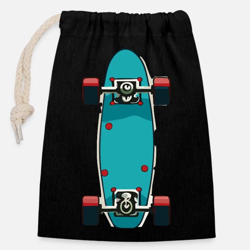 Skateboard - Verschließbarer Geschenkbeutel aus Baumwolle (14x20cm) - Schwarz