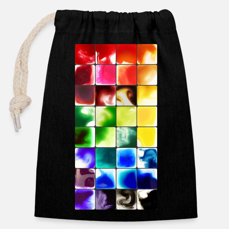 Aquarelle - Sac cadeau en coton avec cordon (14 x 20 cm) - noir