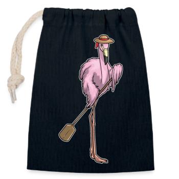 Flamingo Paddle - Closable cotton gift bag (14x20cm) - navy - Front