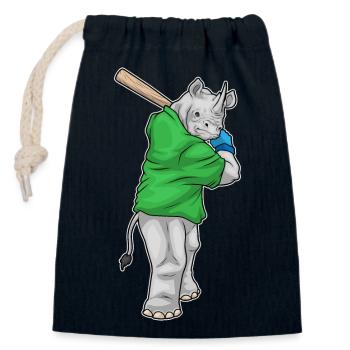Rhino Baseball Batte de Baseball - Sac cadeau en coton avec cordon (14 x 20 cm) - bleu marine - Devant