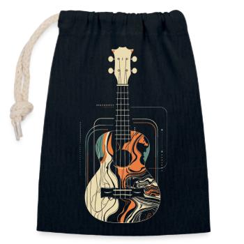 Graphiques Ukulele - Sac cadeau en coton avec cordon (14 x 20 cm) - bleu marine - Devant