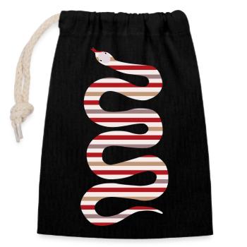 Striped Snake – 2025 Year of the Snake - Closable cotton gift bag (14x20cm) - black - Front