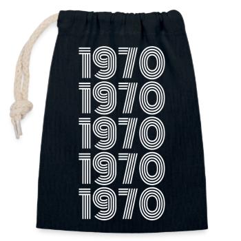1970 - Closable cotton gift bag (14x20cm) - navy - Front
