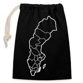 Carte de la Suède avec les pays - Sac cadeau en coton avec cordon (14 x 20 cm) - noir - Devant