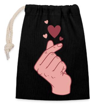 Kpop Cœur de doigt Coréen Pop Amour mignon Coréen - Sac cadeau en coton avec cordon (14 x 20 cm) - noir - Devant