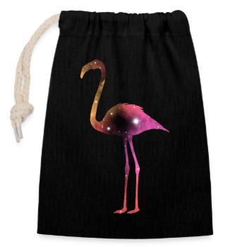 Galaxy Flamingo - Verschließbarer Geschenkbeutel aus Baumwolle (14x20cm) - Schwarz - Vorne