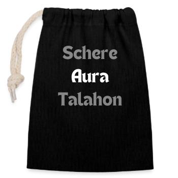AURA Schere Talahon - Verschließbarer Geschenkbeutel aus Baumwolle (14x20cm) - Schwarz - Vorne