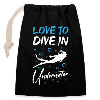 Love To Dive In Underwater Scuba Diving - Verschließbarer Geschenkbeutel aus Baumwolle (14x20cm) - Schwarz - Vorne
