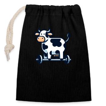Chat dansant pizza cool amateur de pizza dessin animé - Sac cadeau en coton avec cordon (14 x 20 cm) - noir - Devant