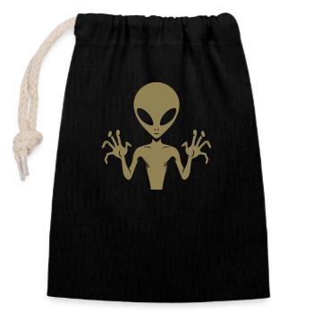 Alien Alien Body Silhouette with Hands: A unique d - Closable cotton gift bag (14x20cm) - black - Front