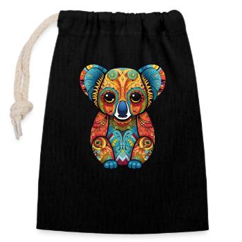 Australia - Koala - Closable cotton gift bag (14x20cm) - black - Front