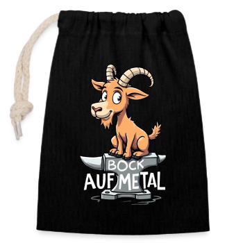 Bock auf Metal - Verschließbarer Geschenkbeutel aus Baumwolle (14x20cm) - Schwarz - Vorne