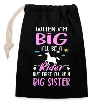 Annonce de I ́Ll Be A Big Sister Rider Girls - Sac cadeau en coton avec cordon (14 x 20 cm) - noir - Devant