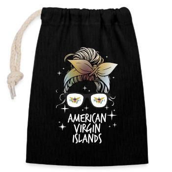 American Virgin Islands - Closable cotton gift bag (14x20cm) - black - Front
