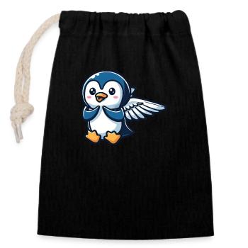 Ailes de manchot céleste - Sac cadeau en coton avec cordon (14 x 20 cm) - noir - Devant