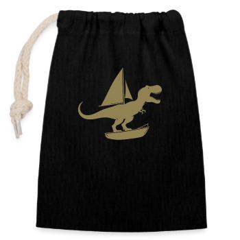 Minimalistische Jolle mit T-Rex Sommer - Verschließbarer Geschenkbeutel aus Baumwolle (14x20cm) - Schwarz - Vorne