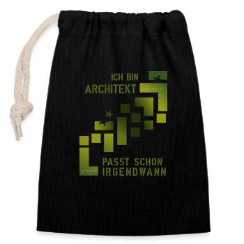 Architecte - Sac cadeau en coton avec cordon (14 x 20 cm) - noir - Devant