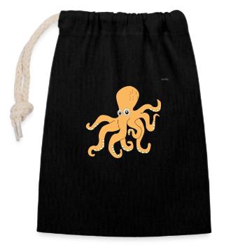 Octopus - Closable cotton gift bag (14x20cm) - black - Front