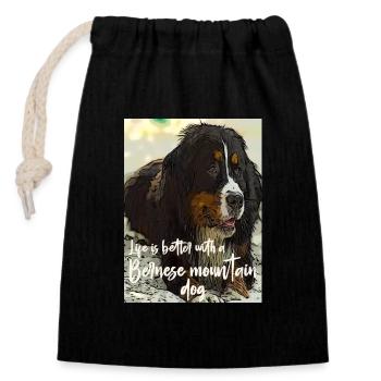 Berner Sennenhund - Verschließbarer Geschenkbeutel aus Baumwolle (14x20cm) - Schwarz - Vorne