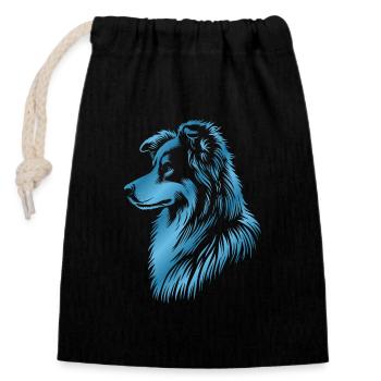 Chien de troupeau bleu - Sac cadeau en coton avec cordon (14 x 20 cm) - noir - Devant