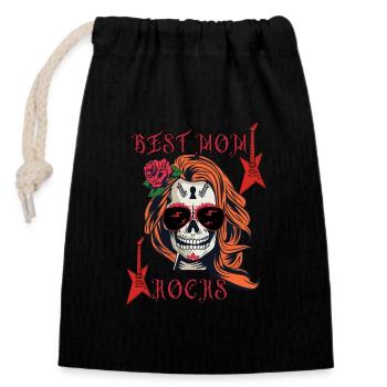 Die besten Mum Rocks - Verschließbarer Geschenkbeutel aus Baumwolle (14x20cm) - Schwarz - Vorne