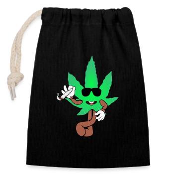Der Bloom - Weed Cannabis Stoned Hanf Marihuana - Verschließbarer Geschenkbeutel aus Baumwolle (14x20cm) - Schwarz - Vorne