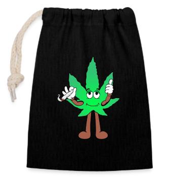 Der Bloom - Weed Cannabis Stoned Hanf Marihuana - Verschließbarer Geschenkbeutel aus Baumwolle (14x20cm) - Schwarz - Vorne