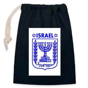 Menorah Armoiries d’Israël Armoiries d’Israël - Sac cadeau en coton avec cordon (14 x 20 cm) - bleu marine - Devant