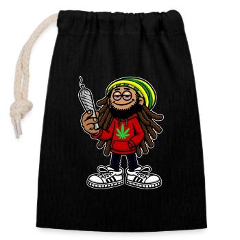 Dreadlock Smoker - Stoned man - High & Happy - Verschließbarer Geschenkbeutel aus Baumwolle (14x20cm) - Schwarz - Vorne