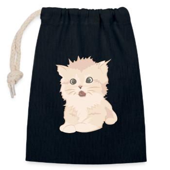 Chat mignon comme illustration - Sac cadeau en coton avec cordon (14 x 20 cm) - bleu marine - Devant