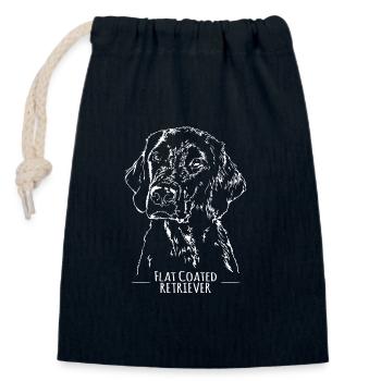 FLAT COATED RETRIEVER canine dog gun dog Wilsigns - Closable cotton gift bag (14x20cm) - navy - Front