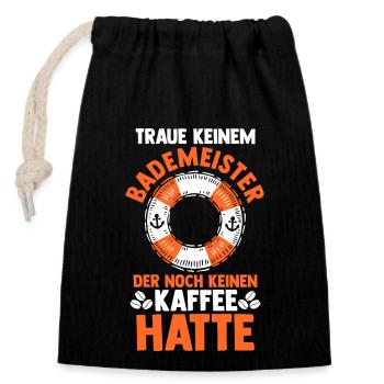 Rettungsschwimmer Kaffee Bademeister - Verschließbarer Geschenkbeutel aus Baumwolle (14x20cm) - Schwarz - Vorne