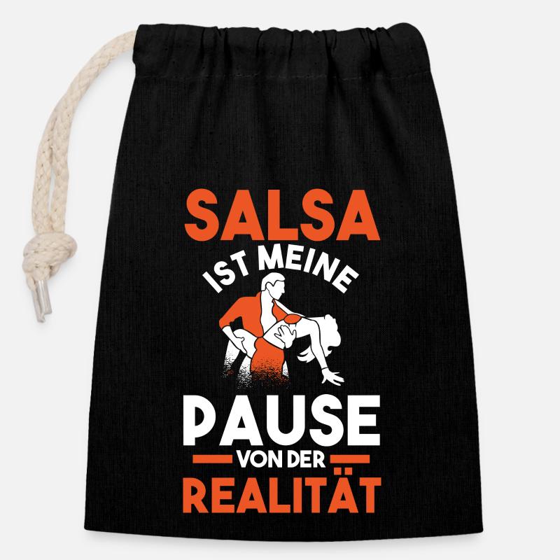 Salsa Tanz Tänzer - Verschließbarer Geschenkbeutel aus Baumwolle (14x20cm) - Schwarz