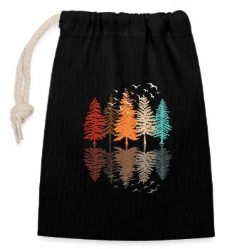 Forest Wildlife Nature Trees Reflection Landscape - Closable cotton gift bag (14x20cm) - black - Front