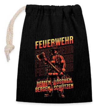 Protection de sauvetage des pompiers - Sac cadeau en coton avec cordon (14 x 20 cm) - noir - Devant