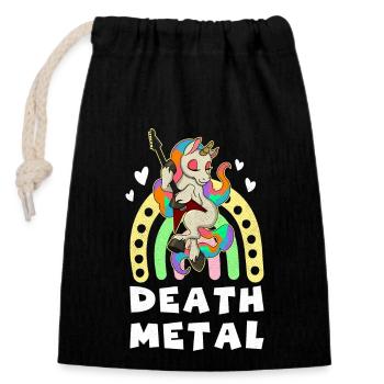 Metall Band Rock Einhorn Regenbogen Musiker - Verschließbarer Geschenkbeutel aus Baumwolle (14x20cm) - Schwarz - Vorne