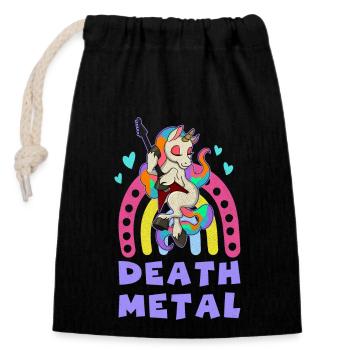Metall Band Rock Einhorn Regenbogen Musiker - Verschließbarer Geschenkbeutel aus Baumwolle (14x20cm) - Schwarz - Vorne