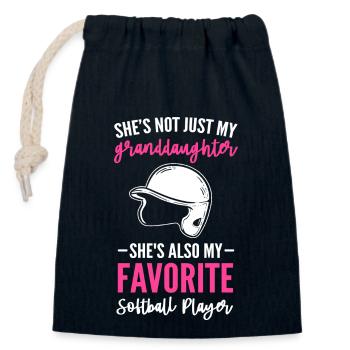 Softball Softball Player Grandmother Grandma - Closable cotton gift bag (14x20cm) - navy - Front