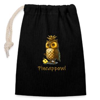 Pineappowl sweet owl anaapple pun - Sac cadeau en coton avec cordon (14 x 20 cm) - noir - Devant
