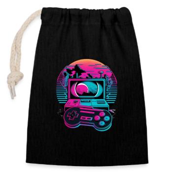 Console Controller Gaming - Closable cotton gift bag (14x20cm) - black - Front