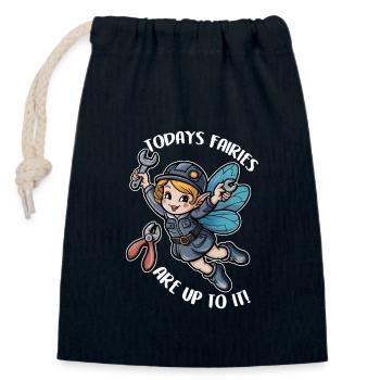 Les petites fées mettent la main à la pâte aujourd’hui ! - Sac cadeau en coton avec cordon (14 x 20 cm) - bleu marine - Devant