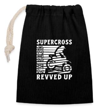 Un pilote de moto tout-terrain me fait monter en puissance MX Motocross - Sac cadeau en coton avec cordon (14 x 20 cm) - noir - Devant